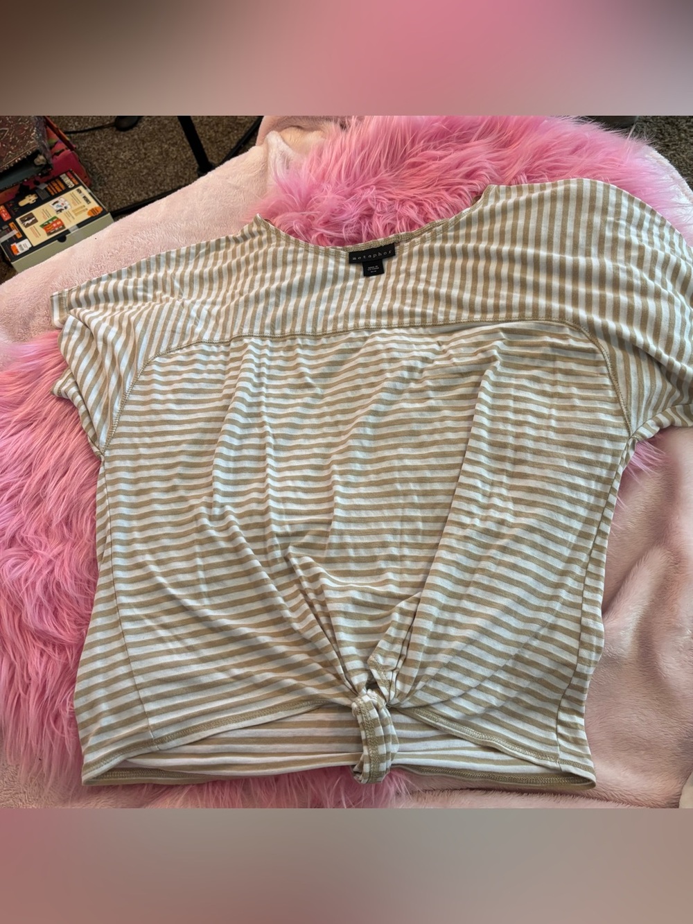 Y2K 2000s Metaphor Beige White Striped Dolman Sleeve Knit Fairy Size Medium